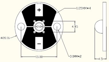 power led 1w, viewing angle 60 degrees